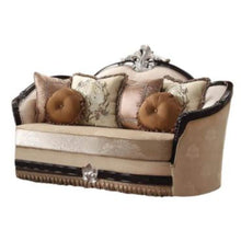 Load image into Gallery viewer, Velvet Curved Loveseat And Toss Pillows - Tan