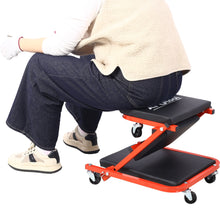 Load image into Gallery viewer, Mechanic Creeper, Z Creeper Seat 2 In 1 Low Profile With 6 Wheels Steel Vinyl - Red