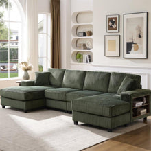 Load image into Gallery viewer, U-Shaped Convertible Sofa, 4 Seater Large Living Room Lounge