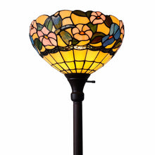 Load image into Gallery viewer, Traditional Shaped Floor Lamp With Green And Brown Tiffany Glass Bowl Shade - Brown