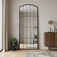 Load image into Gallery viewer, Metal Arch Framed Standing Mirror - Black