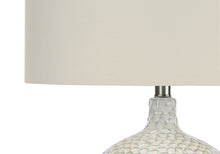 Load image into Gallery viewer, Ceramic Round Table Lamp With Cream Drum Shade - White And Silver