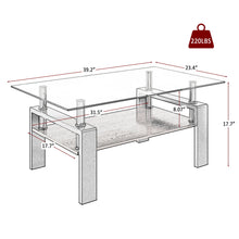 Load image into Gallery viewer, Modern Rectangular Coffee Table With Tempered Glass Top