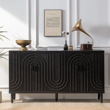 Load image into Gallery viewer, Modern Sideboard Cabinet With Decorative Nailhead Accents, Stylish Storage Solution For Dining, Living Rooms - Black