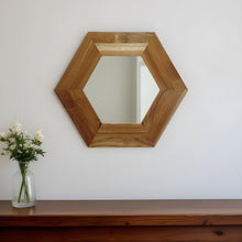Load image into Gallery viewer, 19" Hexagon Solid Framed Accent Mirror - Natural