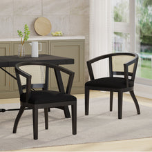 Load image into Gallery viewer, Elegant Dining Chair With Cane Web Backrests And Velvet Upholstery