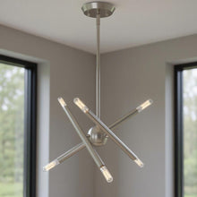 Load image into Gallery viewer, 15" Six Light Dimmable Chandelier With Shades - Nickel
