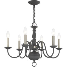 Load image into Gallery viewer, 18" Six Light Dimmable Chandelier With Shades - Gray