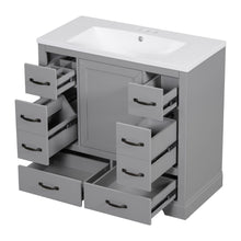 Load image into Gallery viewer, Modern Bathroom Vanity With Sink, 6 Drawers, Adjustable Shelf