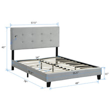 Load image into Gallery viewer, Full Size Upholstered Platform Bed Frame With Pull Point Tufted Headboard, Strong Wood Slat Support, Mattress Foundation, No Box Spring Needed - Gray