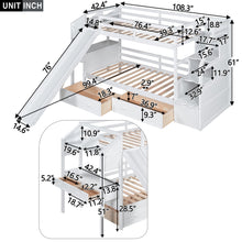 Load image into Gallery viewer, Bunk Bed With Storage Staircase, Slide, Desk, Drawers, And Shelves