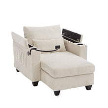 Load image into Gallery viewer, Convertible Chaise Lounge Sofa Chair With USB Ports, Cup Holders, Phone Holder And Storage