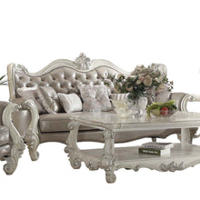 Load image into Gallery viewer, Faux Leather Sofa And Toss Pillows With Bone Legs - Gray