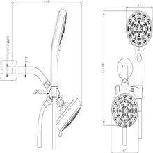 Load image into Gallery viewer, Multi Function Dual Shower Head 4.7" Rain Showerhead & 8 Function Hand Shower System - Brushed Nickel