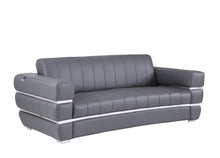 Load image into Gallery viewer, Italian Leather Sofa With Silver Legs - Dark Gray