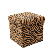 Load image into Gallery viewer, 12" Plastic Animal Print Storage Ottoman - Beige / Brown
