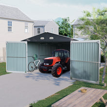 Load image into Gallery viewer, Outdoor Storage Shed Metal Garage Shed For Car, Bike, Lawnmower Backyard Tool House Building 2 Doors And 4 Vents - Black