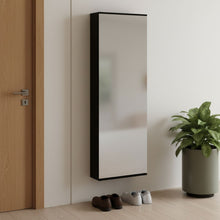 Load image into Gallery viewer, Stylish Wengue Wall Mounted Shoe Rack With Mirror - Black