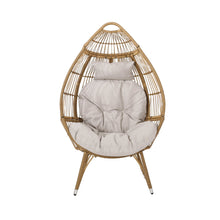 Load image into Gallery viewer, Basket Chair With Teardrop Shape And Water Resistant Cushion - Natural