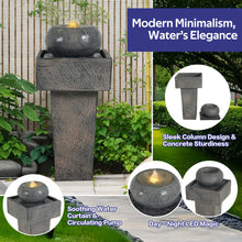 Load image into Gallery viewer, Minimalist Column Fountain With LED Lighting, Outdoor Decor For Patio, Porch And Garden - Gray