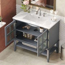 Load image into Gallery viewer, Bathroom Vanity With Ceramic Sink, Adjustable & Open Shelf