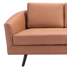 Load image into Gallery viewer, Faux Leather Sofa With Black Legs - Brown