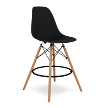Load image into Gallery viewer, Heavy Duty Plastic And Solid Wood Counter Height Bar Chair - Black And Brown