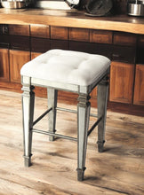Load image into Gallery viewer, Backless Counter Height Bar Chair - White / Silver
