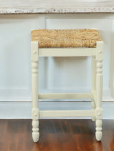 Load image into Gallery viewer, Backless Counter Height Bar Chair With Footrest 24" - Natural and Antiqued White