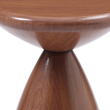 Load image into Gallery viewer, Steel Cinched High Waist Round Pedestal End Table - Walnut / Steel