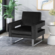 Load image into Gallery viewer, Modern Glam Club Arm Chair With Velvet Upholstery And Stainless Steel Legs - Black