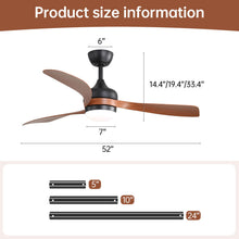 Load image into Gallery viewer, Ceiling Fan With 3 Blades, Remote Control, Reversible DC Motor, Noiseless Operation, 3 Downrods