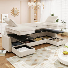 Load image into Gallery viewer, Versatile 6 Piece Modular Sofa Bed With Storage, Stylish Faux Double Layer Cushions, Comfortable & Durable Design, Perfect For Any Living Space