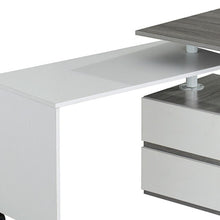 Load image into Gallery viewer, L Shape Rolling Pedestal Computer Desk With Two Drawers - Gray / White
