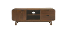 Load image into Gallery viewer, Wood Curved Edge Enclosed Storage TV Stand - Medium Brown
