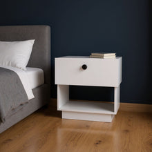Load image into Gallery viewer, 20" One Drawer Faux Wood Nightstand - White