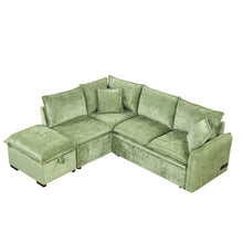 Load image into Gallery viewer, Convertible Sofa Bed Sectional Sofa Sleeper L-Shaped Sofa With A Storage Ottoman, Two Pillows, Two Power Sockets And Two USB Ports For Living Room