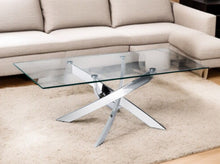 Load image into Gallery viewer, 47" Glass And Steel Coffee Table - Clear And Silver