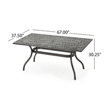 Load image into Gallery viewer, Celestine - Outdoor Cast Aluminum Dining Table With Floral Lattice Design And Umbrella Holder