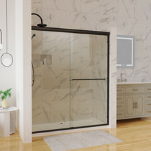 Load image into Gallery viewer, Traditional Sliding Shower Door With Clear Glass - Matte Black