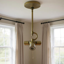 Load image into Gallery viewer, Bulb Three Light Metal Chandelier - Antiqued Brass