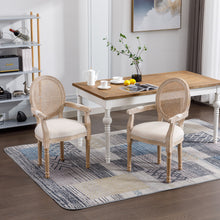 Load image into Gallery viewer, French Vintage Upholstered Fabric Dining Armchair (Set of 2) - Beige