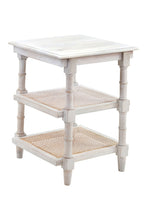 Load image into Gallery viewer, 24" Antiqued Solid Wood End Table With Two Shelves - White