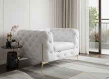 Load image into Gallery viewer, Glam Tufted Leather Armchair - White And Gold