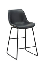 Load image into Gallery viewer, Faux Leather And Metal Low Back Counter Height Bar Chairs (Set of 2) - Black