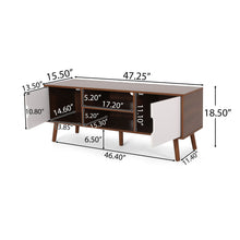 Load image into Gallery viewer, TV Stand With Shelves And Splayed Legs - White / Walnut