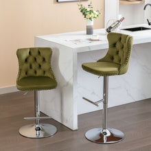 Load image into Gallery viewer, Swivel Barstools Adjusatble Seat Height From 25-33", Modern Upholstered Base Bar Stools With Backs Comfortable Tufted For Home Pub And Kitchen Island (Set of 2)