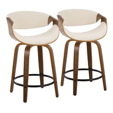 Load image into Gallery viewer, Curvini Mid - Century Modern Fixed Height Counter Stool With Swivel (Set of 2)