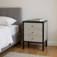 Load image into Gallery viewer, 24" Solid Wood And Faux Sha Three Drawer Nightstand - Gray And Black