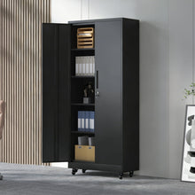 Load image into Gallery viewer, Heavy Duty Rolling Cabinet With Lock, Garage Storage Cabinet, 4 Adjustable Shelves For Tool Organization